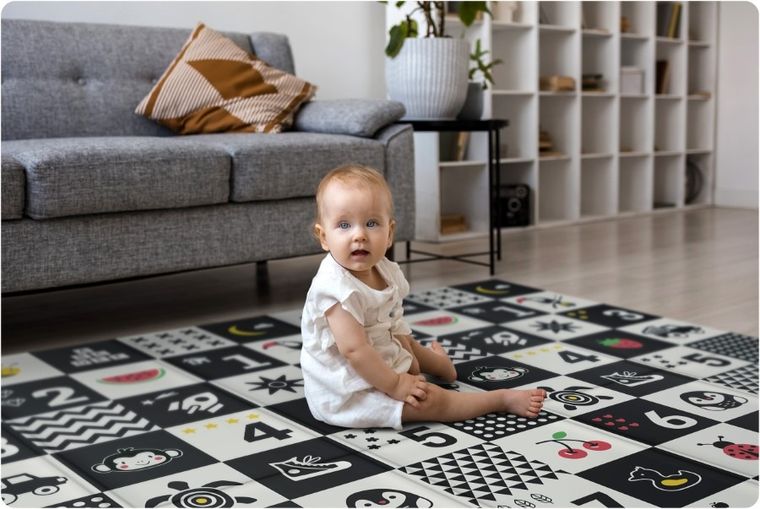 Nukido, mata piankowa, składana, ocean, liczby, 200-180-1 cm