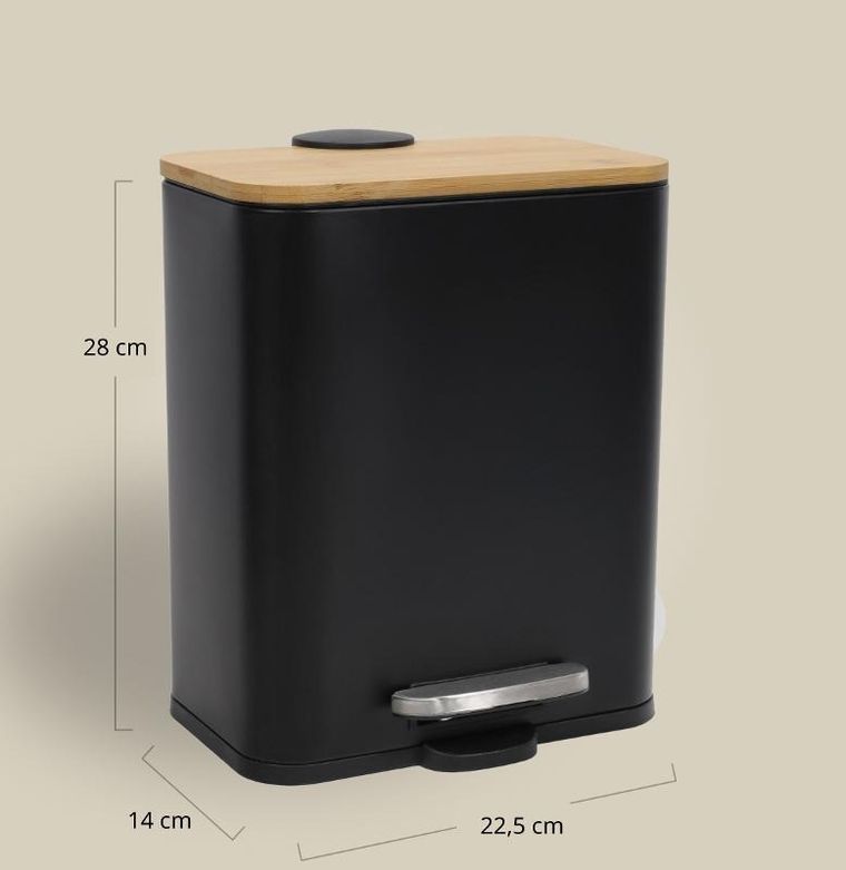 Nuxio, Zetru, wąski kosz łazienkowy z bambusem, 5l