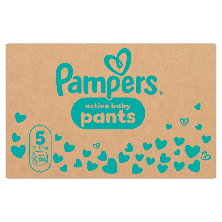 Pampers, Active Baby, pieluchomajtki, rozmiar 5, 11-17 kg, 136 szt.