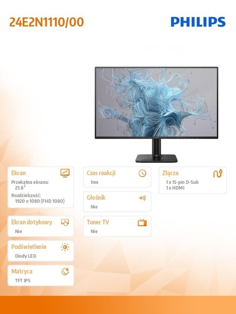 Philips, monitor, 23.8 cala, 24E2N1110