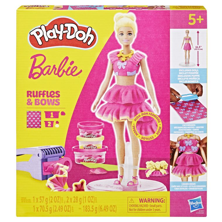 Play-Doh, Barbie Projektantka, Falbanki i kokardki, zestaw kreatywny z lalką