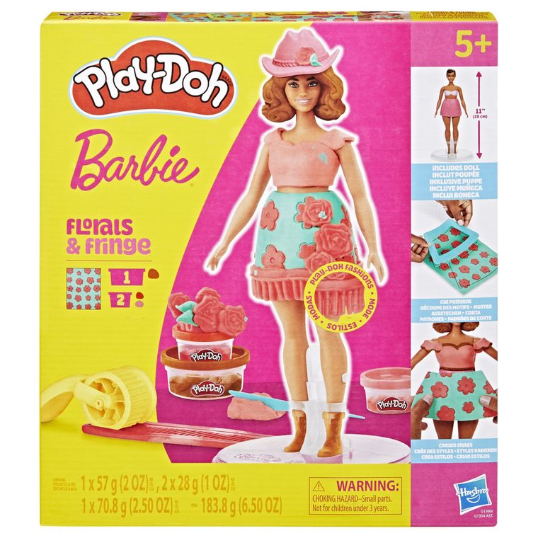 Play-Doh, Barbie Projektantka, Kwiaty i frędzle, zestaw kreatywny z lalką