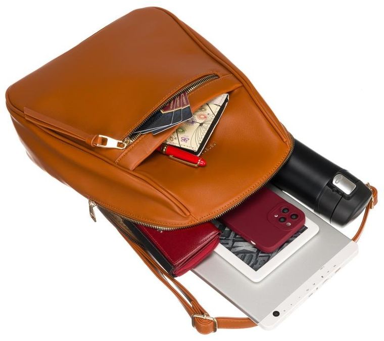 Plecak, brązowy, skóra ekologiczna, Peterson