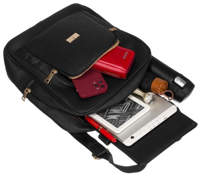 Plecak damski, czarny, skóra ekologiczna, Peterson