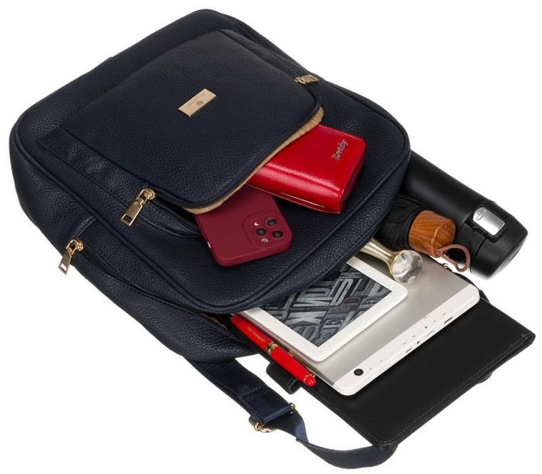 Plecak damski, granatowy, skóra ekologiczna, Peterson