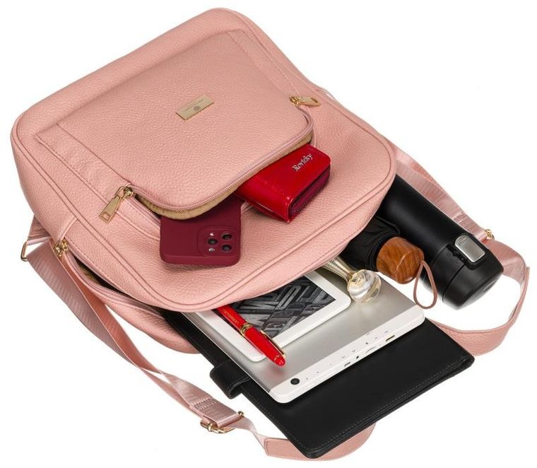 Plecak damski, różowy, skóra ekologiczna, Peterson