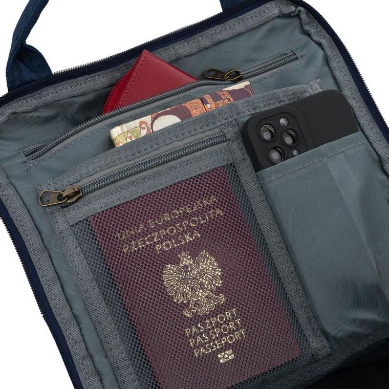 Plecak miejski, granatowo-brązowy, Peterson