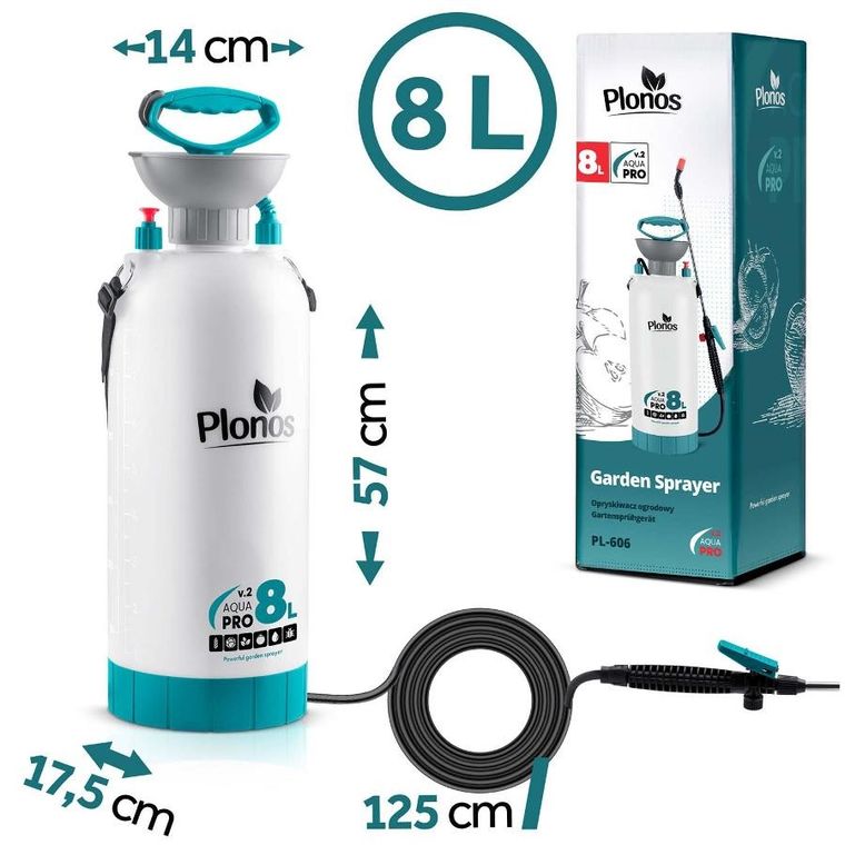 Plonos, opryskiwacz ciśnieniowy, ręczny, 8l