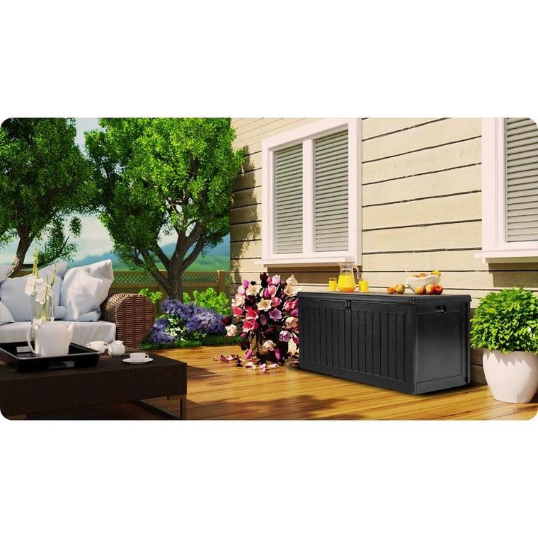 Plonos, skrzynia ogrodowa, czarna, 270l, 109-51-55 cm