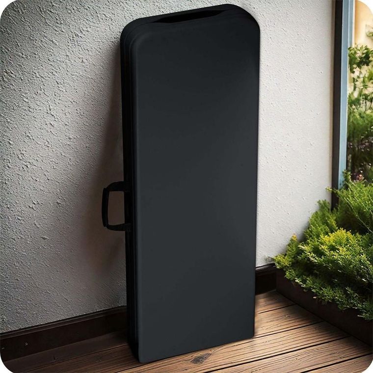 Plonos, zestaw cateringowy ogrodowy składany stół + 2 ławki, czarny, 180 cm