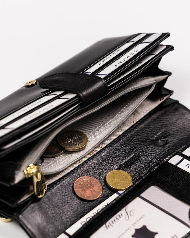 Portfel, czarny, skórzany, Rovicky