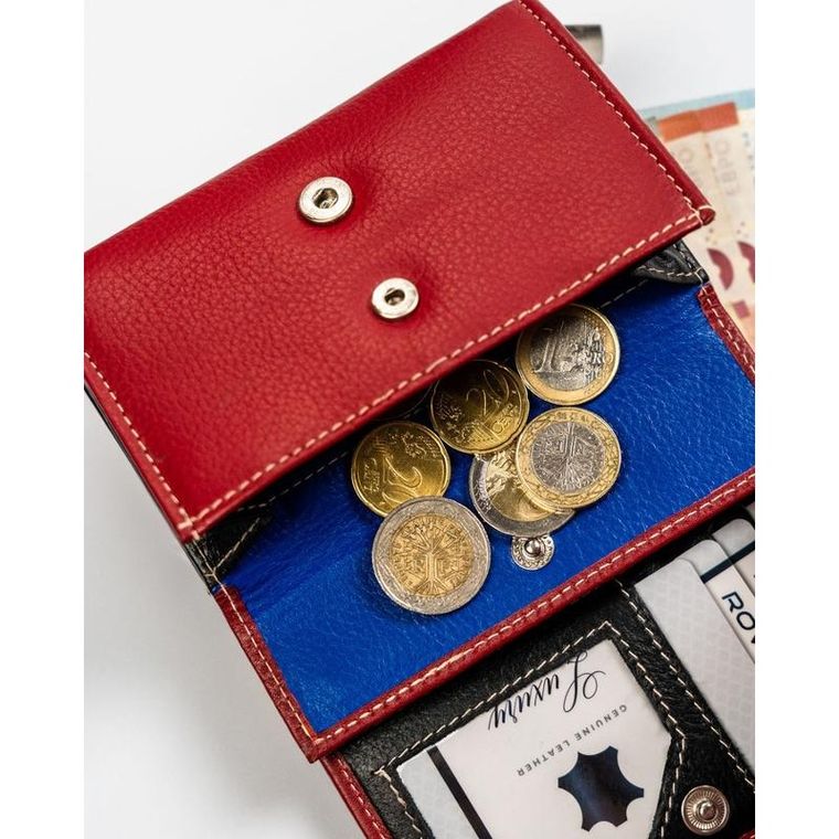 Portfel, czerwony, skórzany, Rovicky