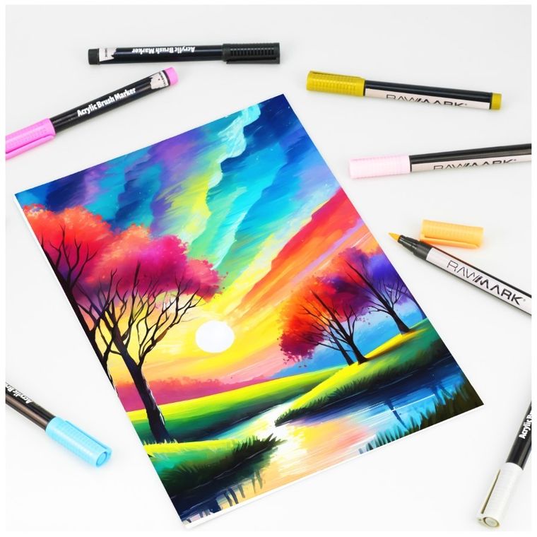 Rawmark, markery akrylowe brush, 18 kolorów