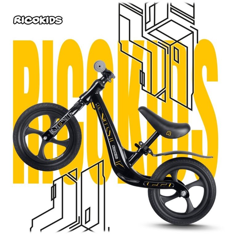 Ricokids, Funnu, rowerek biegowy dla dzieci, czarny