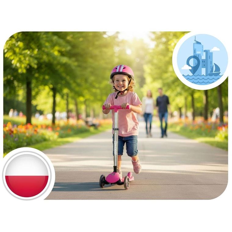 Ricokids, Jelly, hulajnoga 3-kołowa, balansowa, świecąca w ciemności, różowa