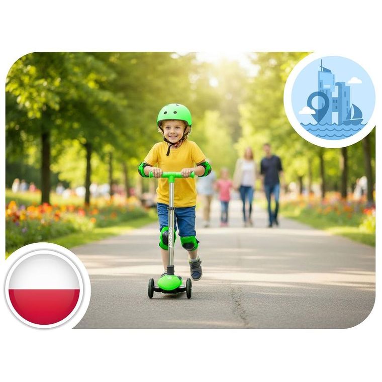 Ricokids, Jelly, hulajnoga 3-kołowa, balansowa, świecąca w ciemności, zielona