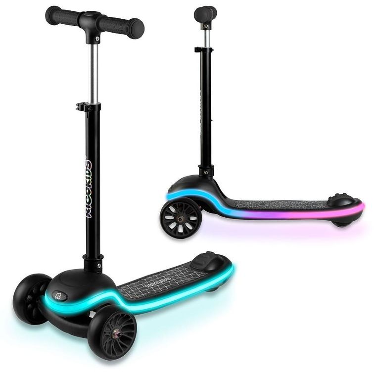 Ricokids, Leddi, hulajnoga 3-kołowa, balansowa, LED, czarna