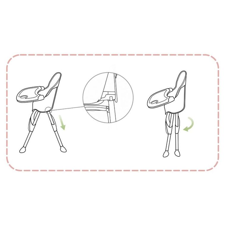 Ricokids, Milo, krzesełko do karmienia ze stolikiem, różowe