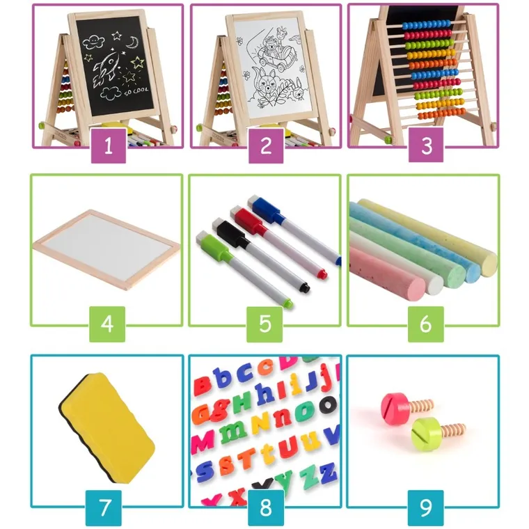 Ricokids, tablica drewniana z liczydłem, 66-45-32 cm