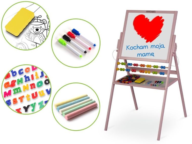 Ricokids, tablica magnetyczna, drewniana, 101-57-55 cm, różowa