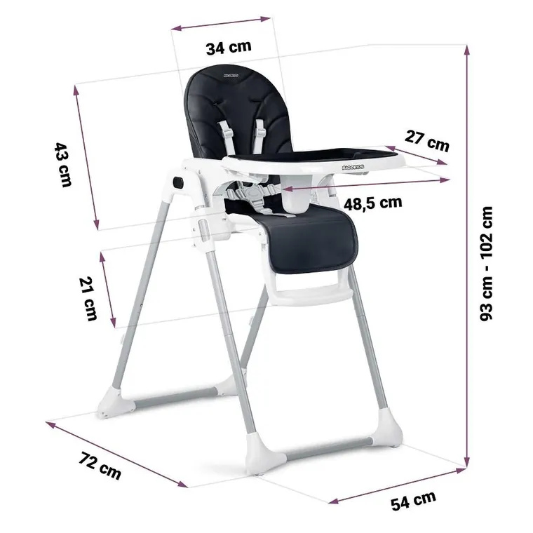 Ricokids, Tulo, krzesełko do karmienia, czarne