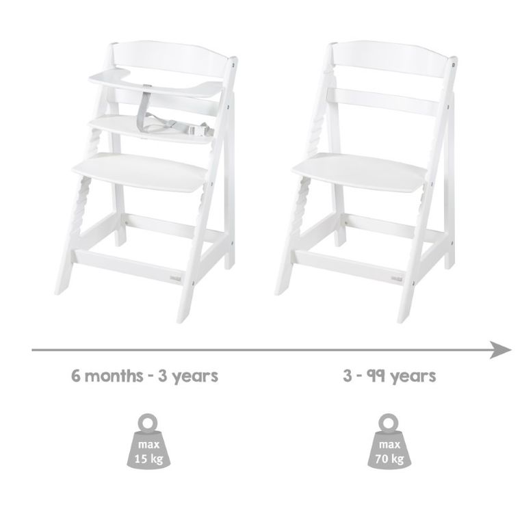 Roba, Sit Up Flex, drewniane krzesełko, białe