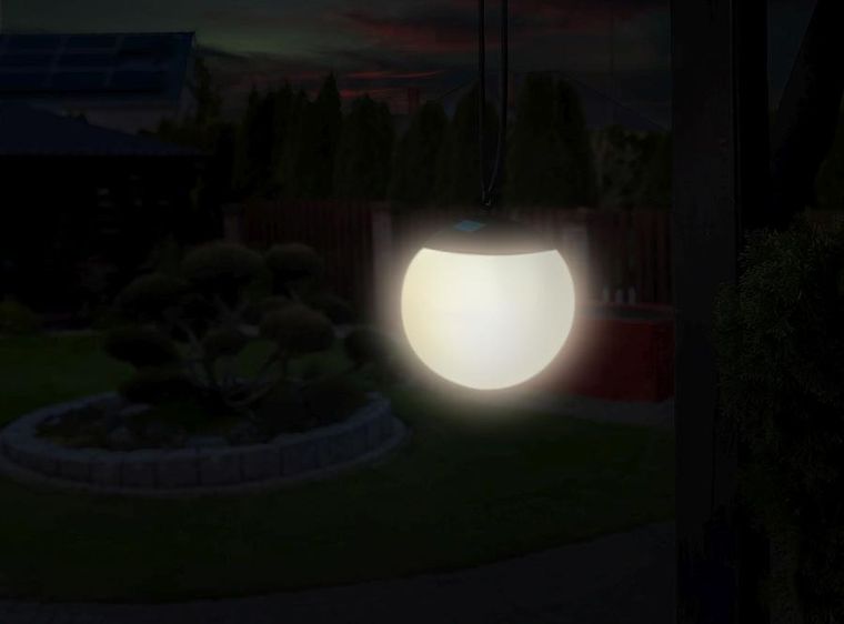 Saska Garden, lampa solarna plastikowa, kula wisząca, 20 cm