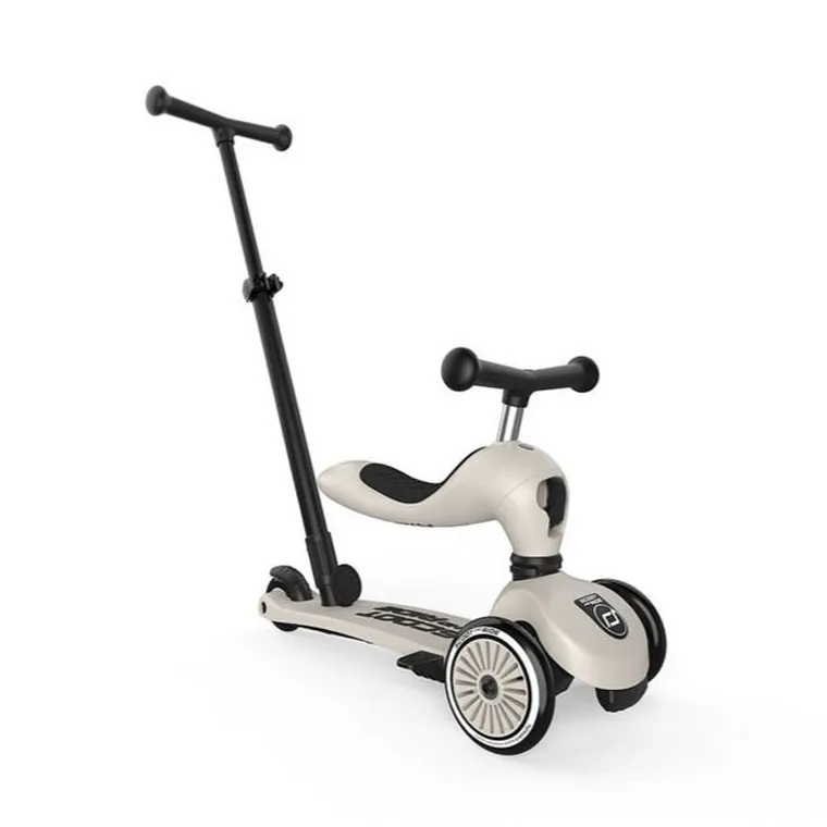 Scoot & Ride, Highwaykick 1, Push and Go, jeździk i hulajnoga z rączką do prowadzenia 2w1, Ash