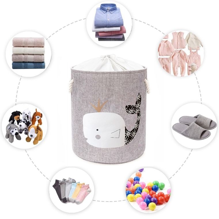 Sipo, kosz na zabawki XXL, wersja premium, zamykany na ściągacz, Wieloryb