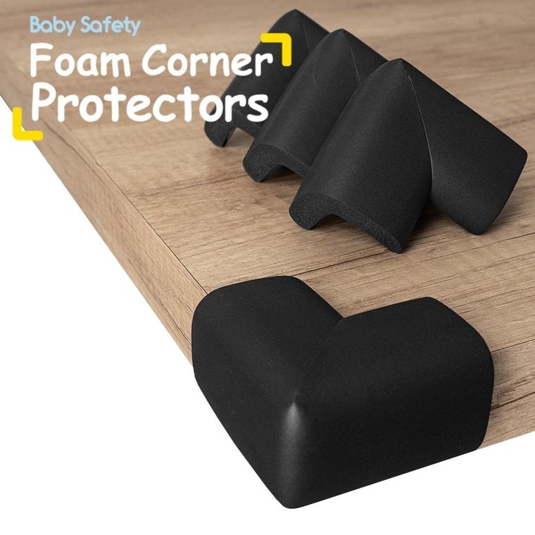 Sipo, zestaw piankowych zabezpieczeń narożników mebli, czarne, 4 szt.