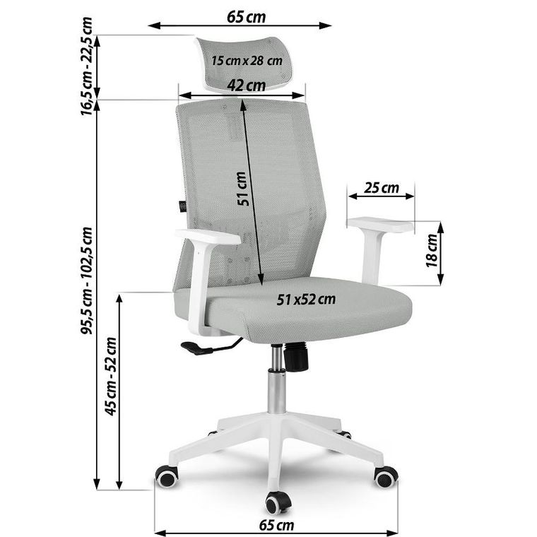 Sofotel, Rotar, fotel biurowy z mikrosiatki, szary