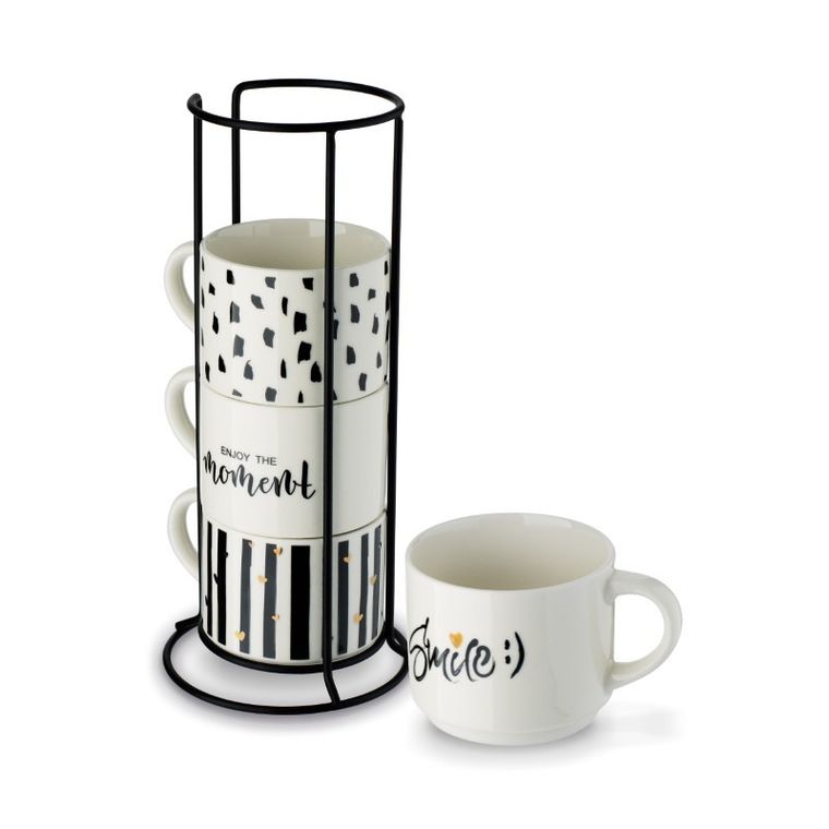 Tadar, Decor, komplet kubków na stojaku, 300 ml, 4 szt.