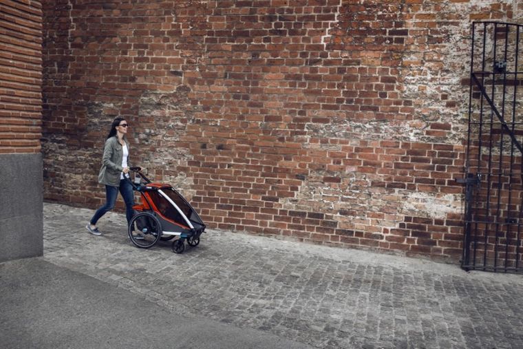 Thule, Chariot Cross 2, przyczepka rowerowa, czerwono-szara