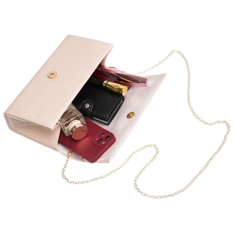 Torebka kopertówka, różowa, skóra ekologiczna, Rovicky