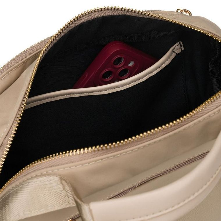 Torebka listonoszka, beżowa, skóra ekologiczna, Peterson