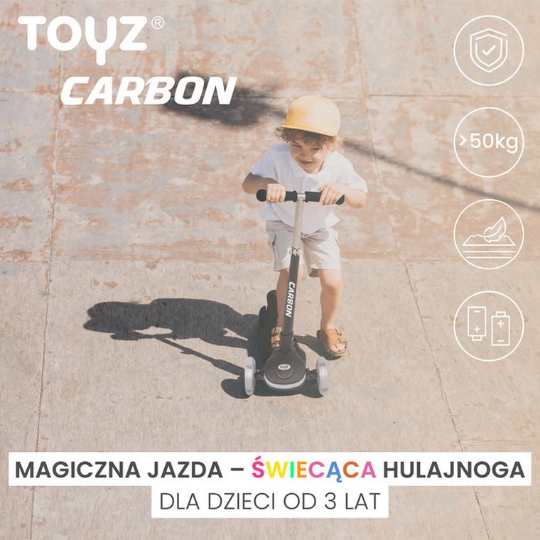 Toyz, Carbon, hulajnoga 3-kołowa, pink