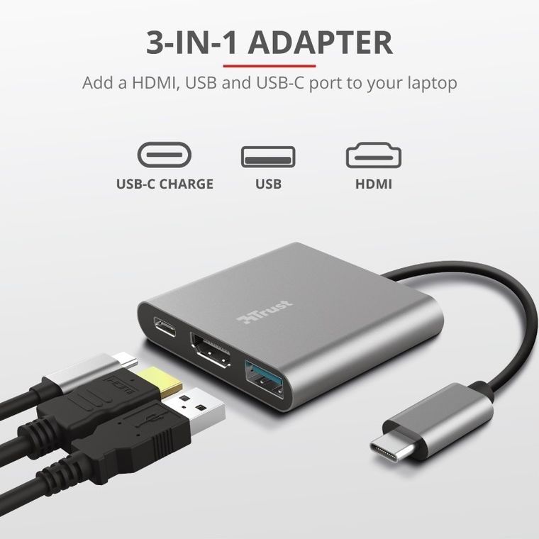 Trust, Dalyx, adapter, USB-C, 3w1