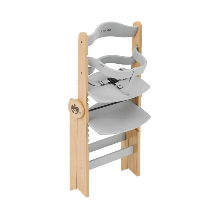 Tulano, Morsel 45, krzesełko do karmienia drewniane, natural-grey