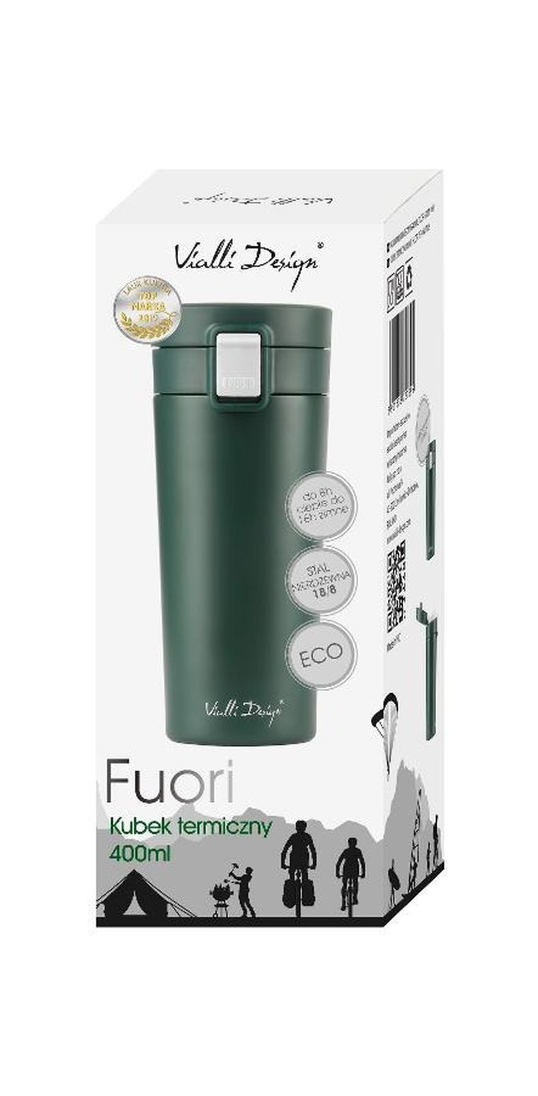 Vialli Design, Fuori, kubek termiczny, zielony, 400 ml