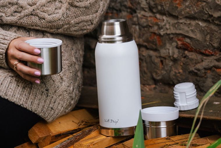 Vialli Design, Fuori, termos turystyczny, biały, 1l