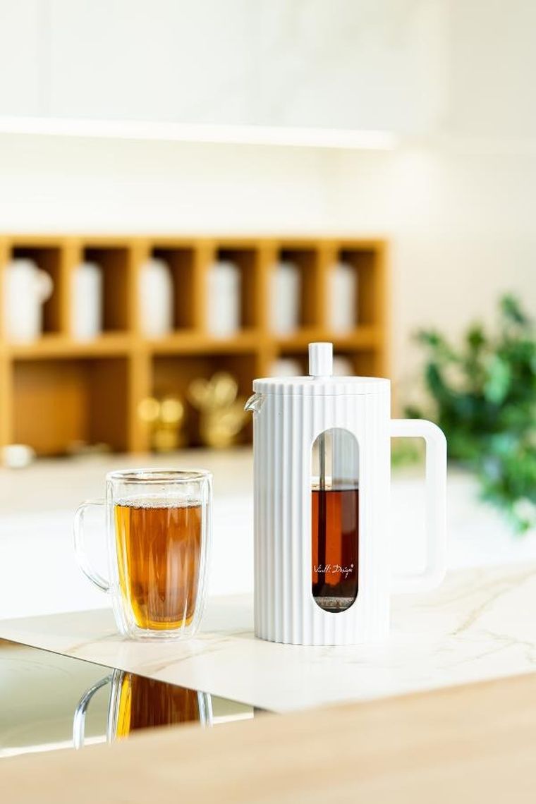 Vialli Design, zaparzacz do kawy i herbaty, 1000 ml, Livio, biały