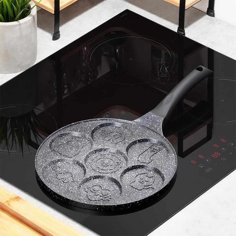 Vilde, Black Line, patelnia do jajek granitowa, 7 otworów, 26 cm