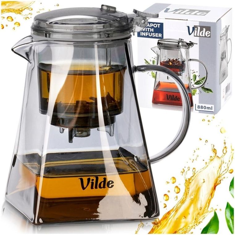 Vilde, dzbanek z zaparzaczem spustowym do herbaty, szklany, 880 ml