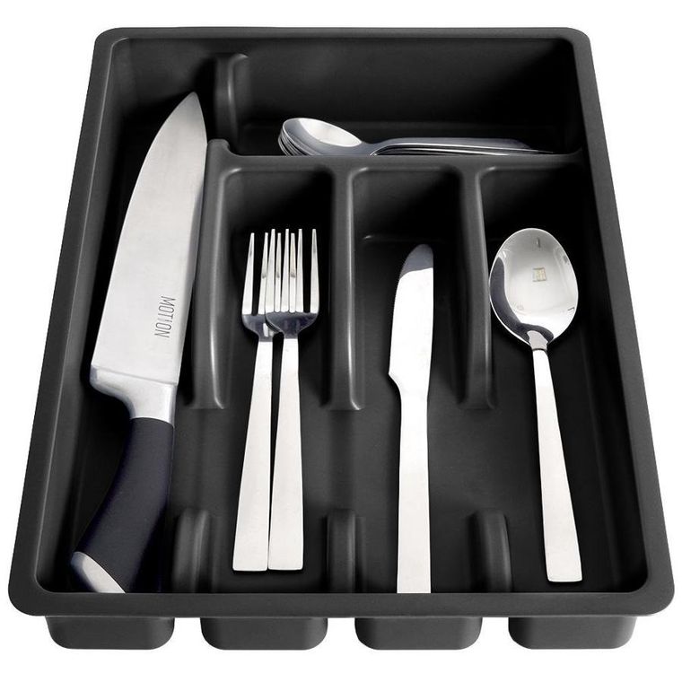 Vilde, organizer na sztućce, wkład do szuflady, czarny, 36-25,5-6 cm