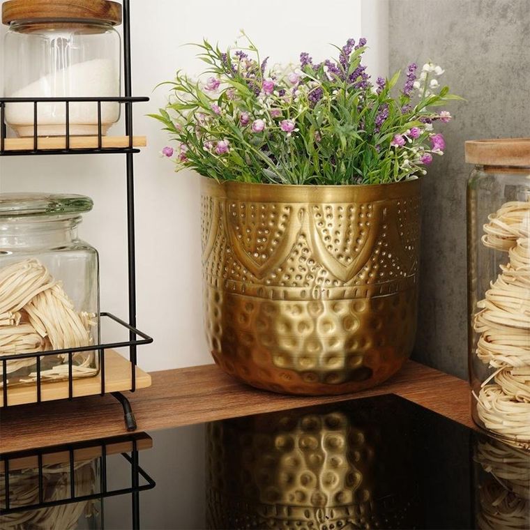 Vilde, osłonka doniczka, metalowa, złota, 19-18 cm