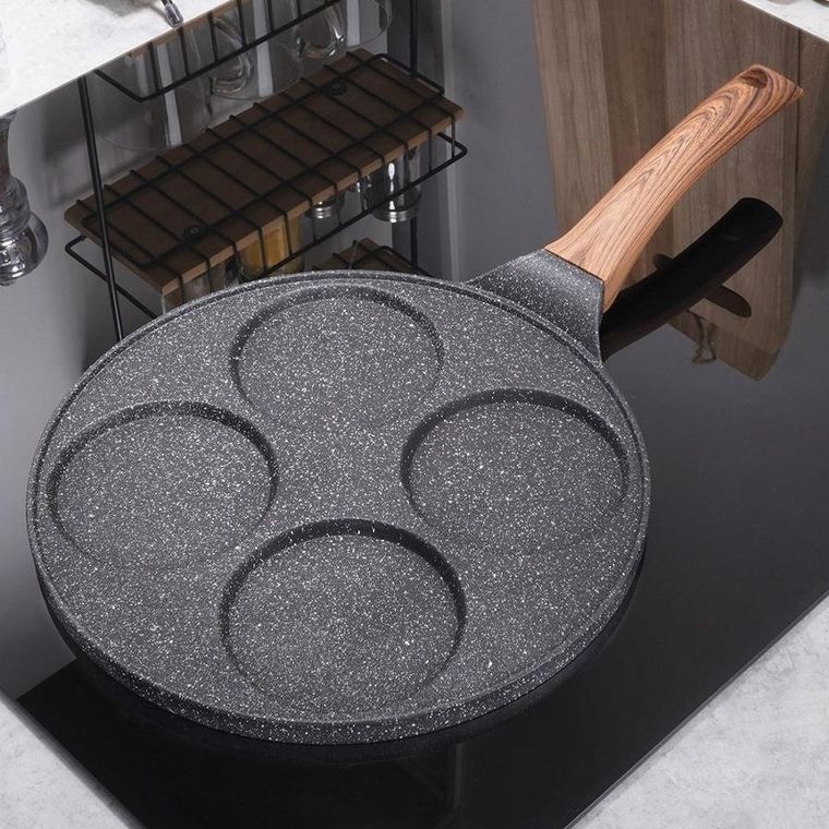 Vilde, patelnia do jajek granitowa, 4 otwory, Black&Wood, 26 cm