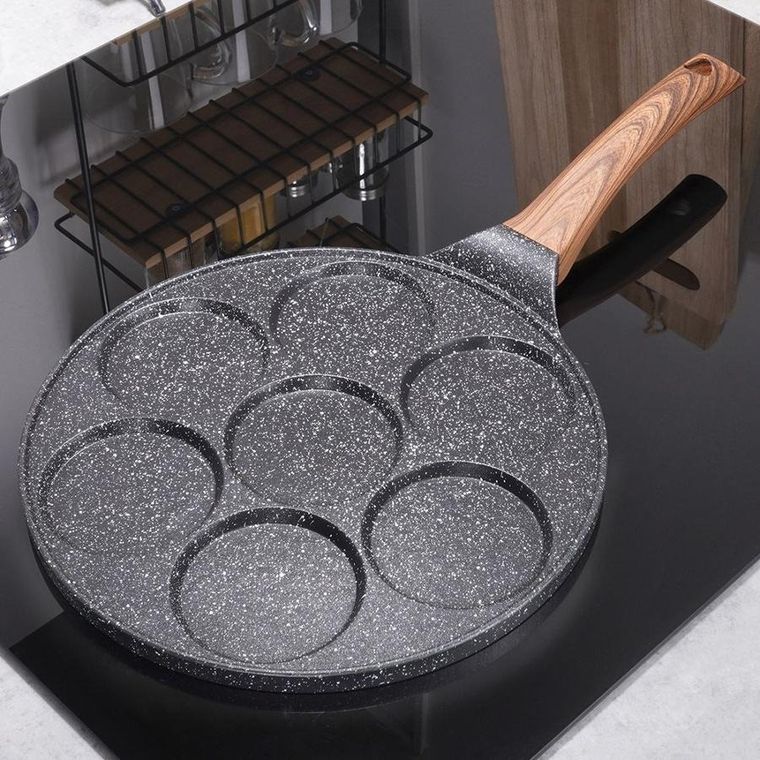 Vilde, patelnia do jajek, granitowa, 7 otworów, Black&Wood, 26 cm