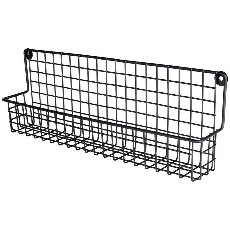 Vilde, półka ścienna na przyprawy, metalowa, czarna loft, 39.5-6.5-14 cm