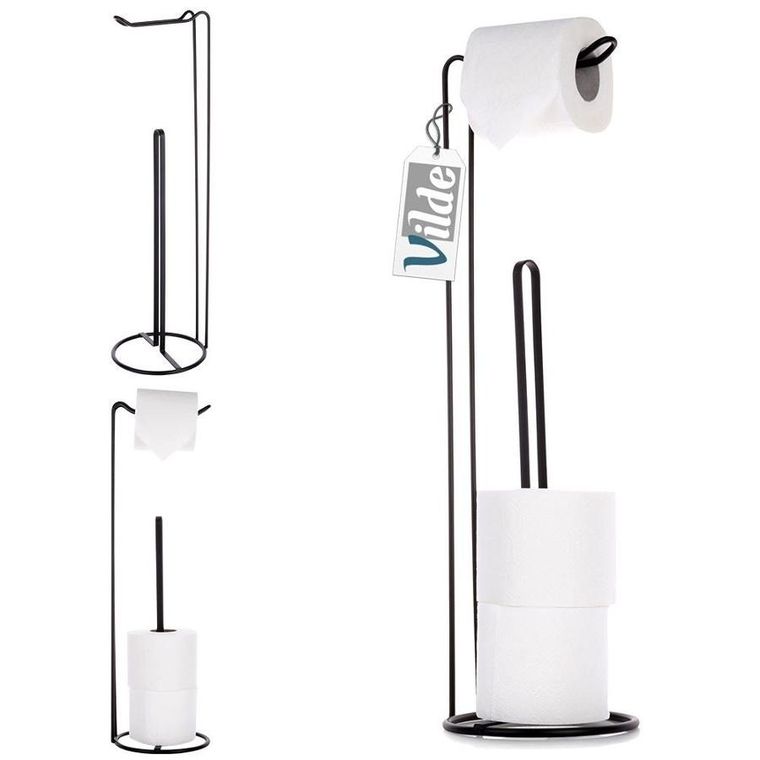 Vilde, stojak na papier toaletowy, metalowy czarny, 54 cm