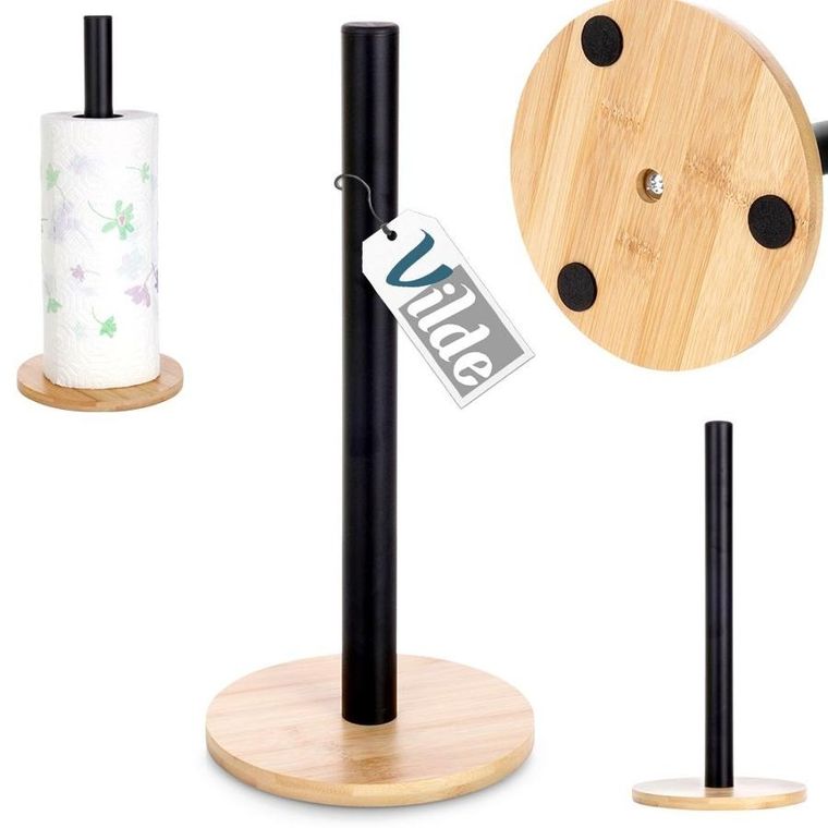 Vilde, stojak na ręcznik papierowy metalowy czarny, 32.5 cm